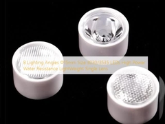 8 আলোর কোণ Φ15mm আকার 3030/3535 এলইডি উচ্চ ক্ষমতা জল প্রতিরোধের হালকা ওজন একক লেন্স