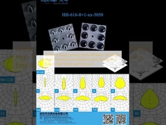 ইউনিফর্ম রোড লাইটিং 49.8×49.8mm 5050LEDs মাল্টিপল লাইট ডিস্ট্রিবিউশন স্ট্রিট লাইটিং লেন্স